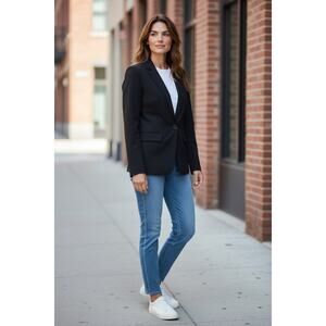 Madewell Modern Collarless Black Blazer Jacket - Size 0